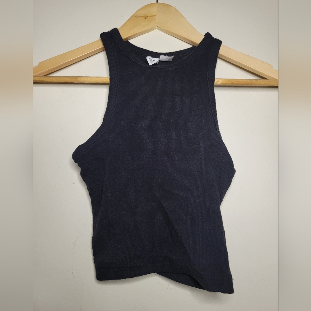 H&M black halter crop tank top xsmall